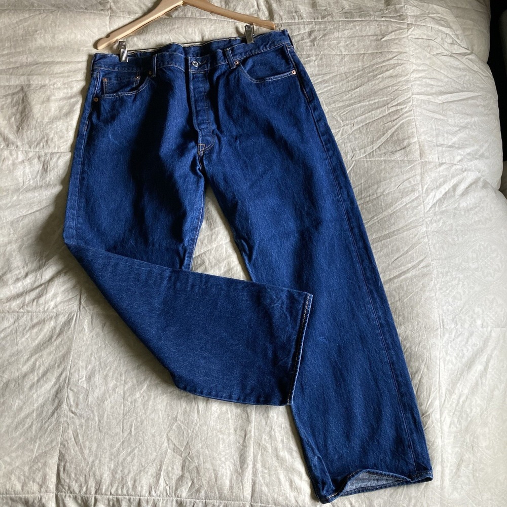 Levis 501 Original Mens Red Tab StraightFit ButtonFly Dark Wash Blue Jean 38x29 - Picture 1 of 16